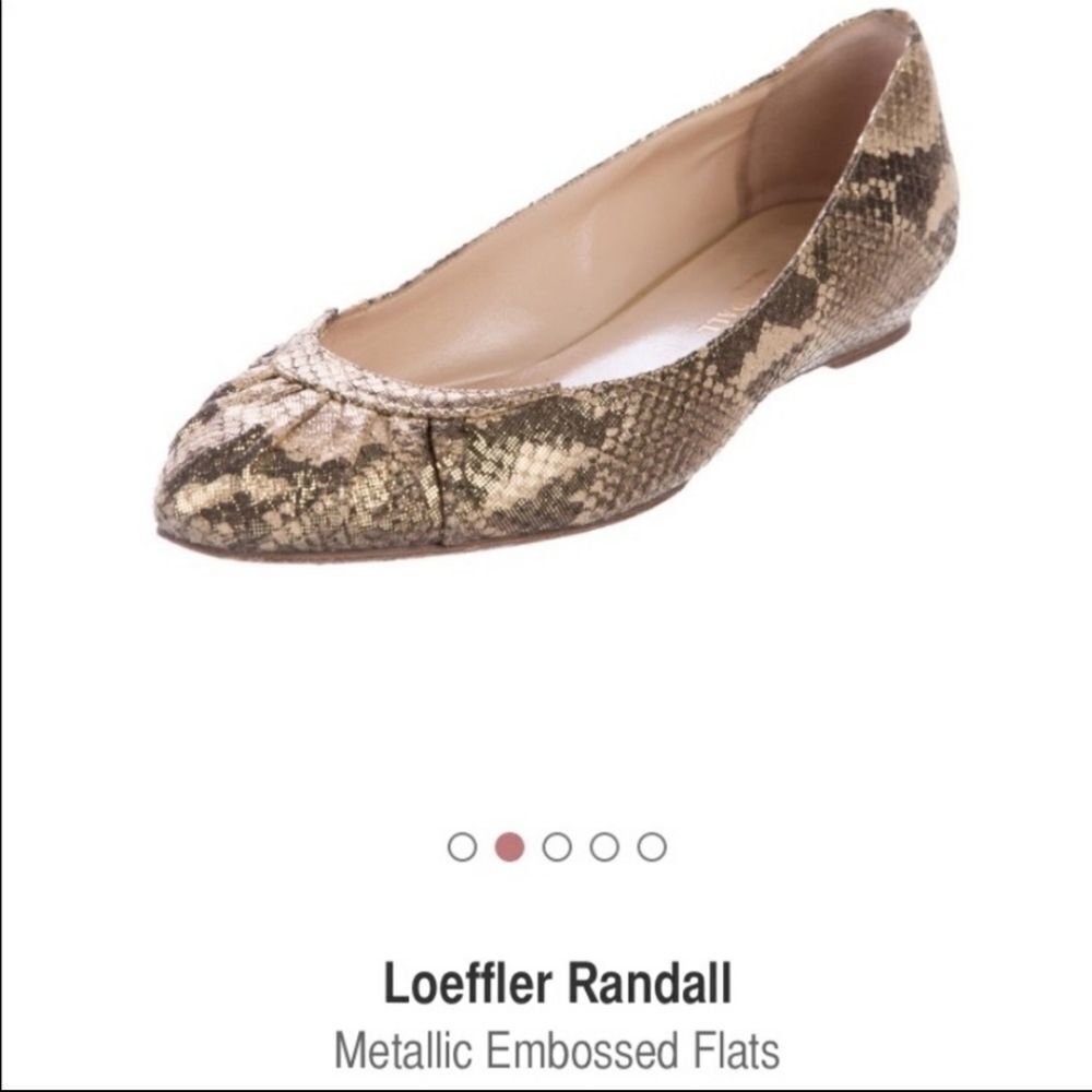 Loeffler Randall snakskin flats metallic embossed